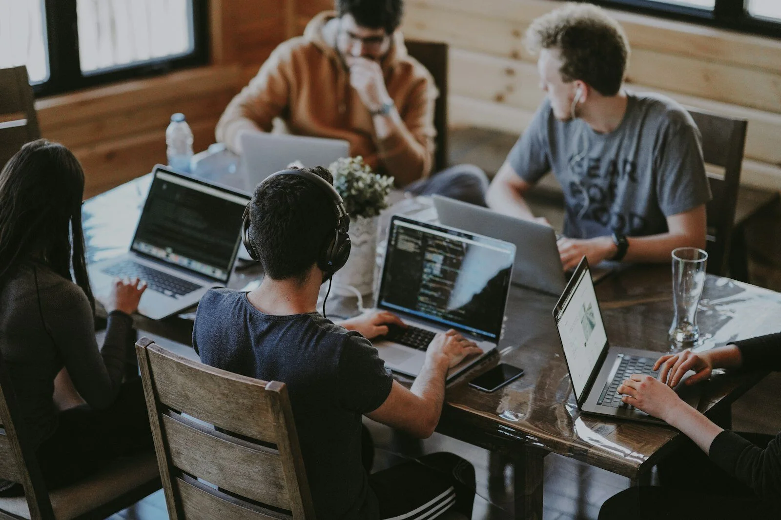 A team working together around a table